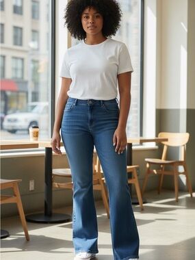 We The Free High-Rise Flare Jeans in Medium Blue